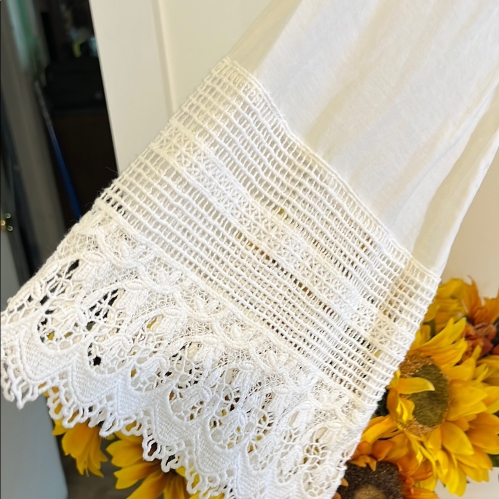 🕊️ Naf Naf White Boho Lace Trim Blouse – Size 38 (US M/L) - Picture 5 of 9